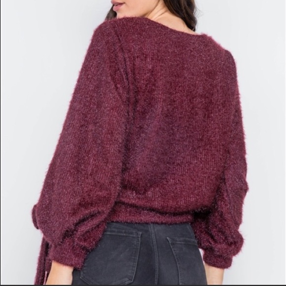 Fuzzy Love Wrap V-neck Sweater ❤️ - Picture 3 of 5